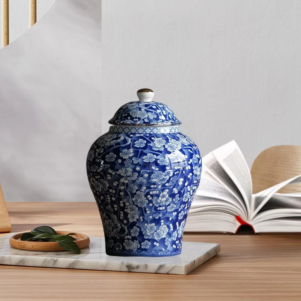 Ancient Chinese Style Ceramic Ginger Jar Food Storage Jar Crafts Temple Jar