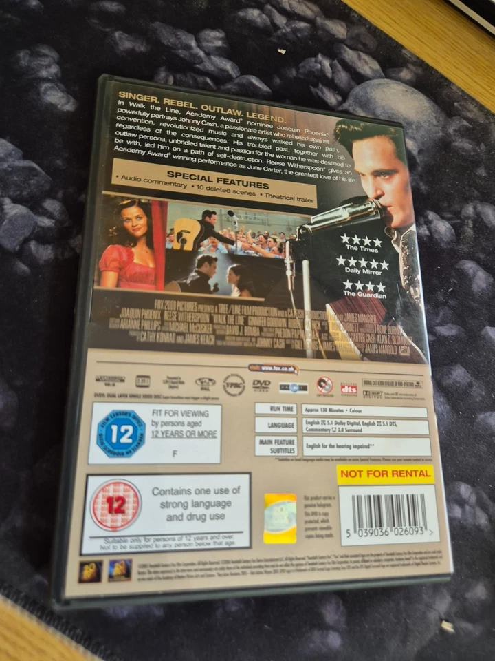 WALK THE LINE -DVD cert 12-  FREE post uk - Image 2 of 3