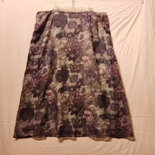 Vintage 1990s Womans Sz 3XL Green  Purple Floral Midi Skirt