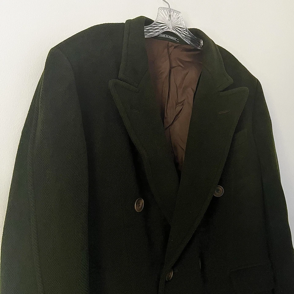 Abrigo Abrigo Louis Boston Verde Doble Pecho Lana De Colección Hecho en Inglaterra 38R Foto 3 de 4