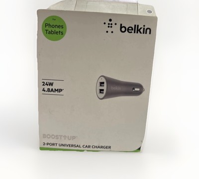 Belkin Boost Up 24W Dual USB Car Charger 4.8A Fast Charge 12V Universal Black