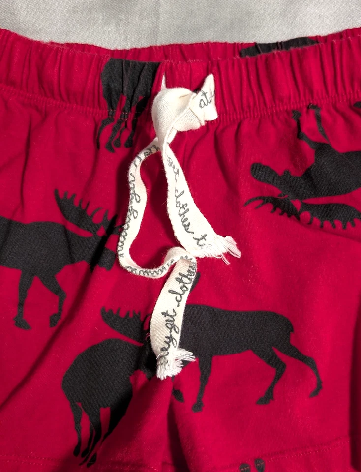 Conjunto de pijama Hatley top y pantalones cortos rojo alce negro salón pijamas algodón mujer L Foto 4 de 4