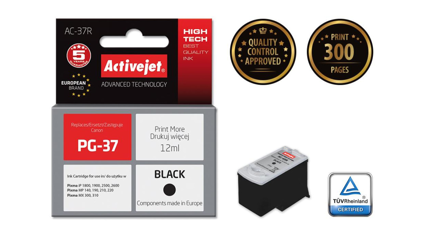 Tusz Activejet AC-37R сменный картридж Canon PG-37 Premium 12 мл 6690₽