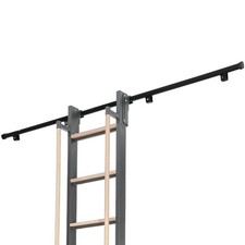 Sliding Library Ladder with 6.6FT Hook Track,96" Telescopic Aluminum Rolling ...