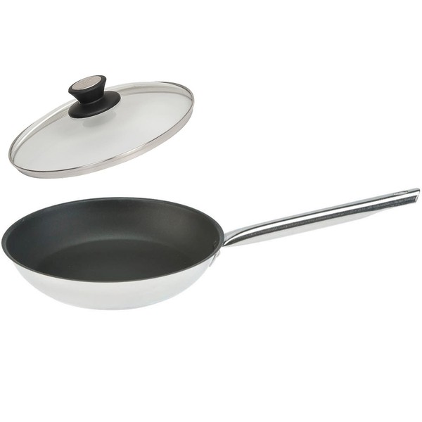 Skk Edelstahl Profi Bratpfanne Ø 26 Cm Induktion GroßE Antihaft Pfanne & Deckel-image