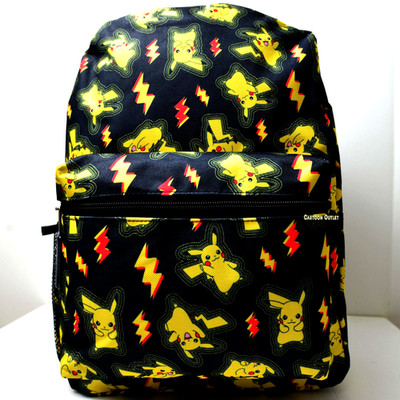 Large Backpack Pokemon Pikachu Lighting Bolt  16'' School Bag All Print New
