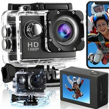 Action Cam 18 MP 1080P, 30M Unterwasserkamera Wasserdicht Sport Helmkamera Retoo
