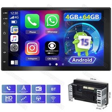 Double 2Din 7" Android 15 Car Stereo Radio Apple Carplay 4 64GB GPS Navi WiFi BT
