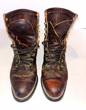 DD Tuff Men's Western Brown Leather Lace-Up Kiltie Boots 8.5 D Made in USA