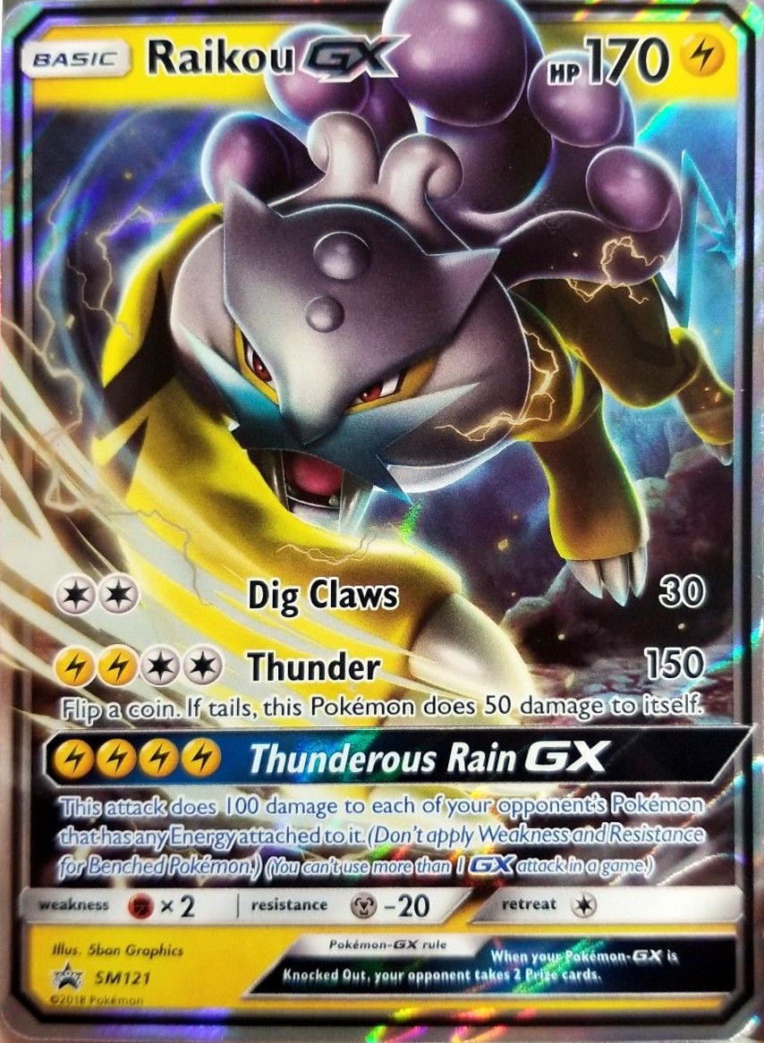 NM-Mint, English Pokemon Holo Raikou GX - SM121 - Wave Holo Promo - Legends of J