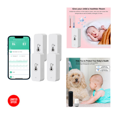 WLAN Thermometer Hygrometer Sensor 4 Stück Tuya App Fernbedienung