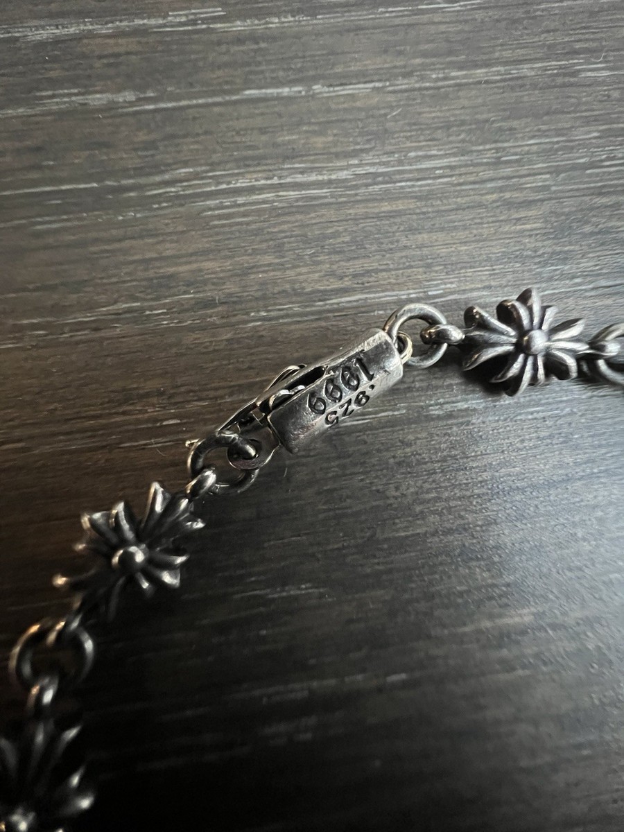 Chrome Hearts Tiny E Sterling Silver Cross Bracelet 13 Links | eBay