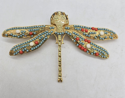 Dragon Pendant Broch, Magnet, Gold Color, Costume Jewelry 