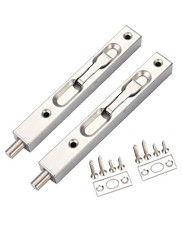 2 Pack 6 Inch Door Flush Bolt Slide Latch Lock Silver Finish Heavy Duty