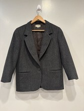 LL Bean Vintage Gray Wool / Cashmere Coat Blazer made In USA Size 8