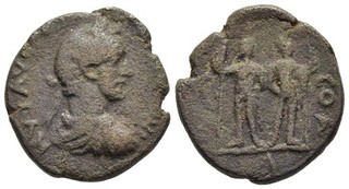 FITZ JUDAEA BRONZE AELIA CAPITOLINA JERUSALEM ANTONINUS PIUS DIOSCURI @NON1832