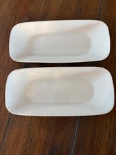 Set of 2 RARE Corelle White Rectangle Appetiz...