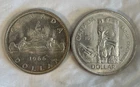 2 Canadian Silver Dollars dated 1966 and 1958 FREE SHIPPING