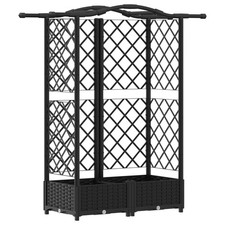 Raised Bed with Trellis and Roof PP Garden Planter Mobile Container Box  vidaXL
