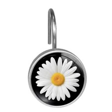 12 PCS White Daisy Flower Shower Curtain Hooks Rustproof Metal Bathroom Decor