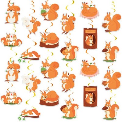 Squirrel Hanging Decorations 24 PCS Ceiling Swirls for Birthday Party