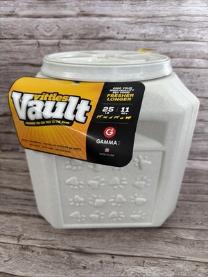 Gamma2 Vittles Vault Outback Pawprint Plastic Dry Pet Food Storage, Gray, 25lb