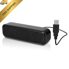 Upgraded USB Computer /Laptop Speaker with Stereo Sound Enhanced black
