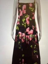 Oscar De La Renta Blue Multicolor Floral Pleated Dress SZ:12 Org $2,990.00