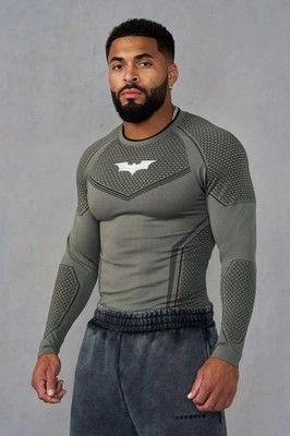 Young LA YoungLA 8004 Batman Compression Longsleeve Green Grey | M | Neu OVP