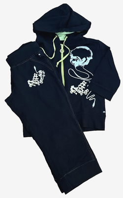 Mecca Femme Sweatsuit Crop Pants Hoodie Jacket Set Hip Hop Medium