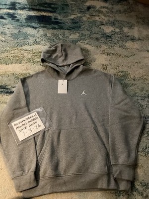NWT Nike Air Jordan Brooklyn Fleece Grey Hoodie Men's Sz L FREE