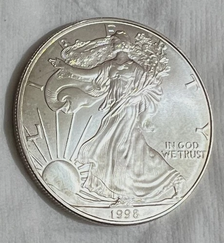 1998 American Silver Eagle Dollar 1 Troy Ounce 0.999 Purity Uncirculated Coin