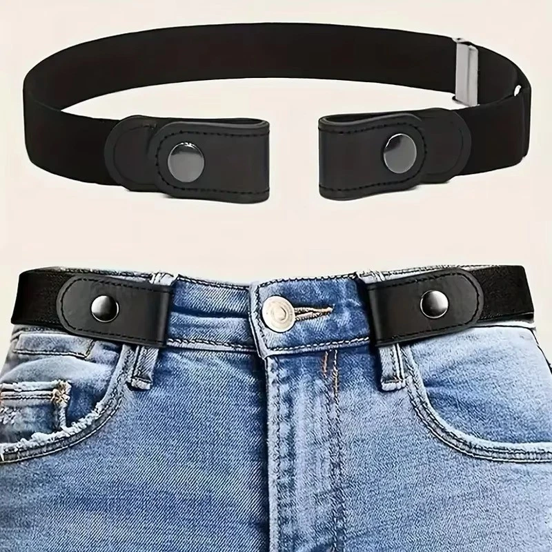 Cintura Invisibile Elastica Donna 2 Pezzi - Cinture Regolabili Con Fibbia Piatta Per Jeans E Abiti (Nero+Grigio)