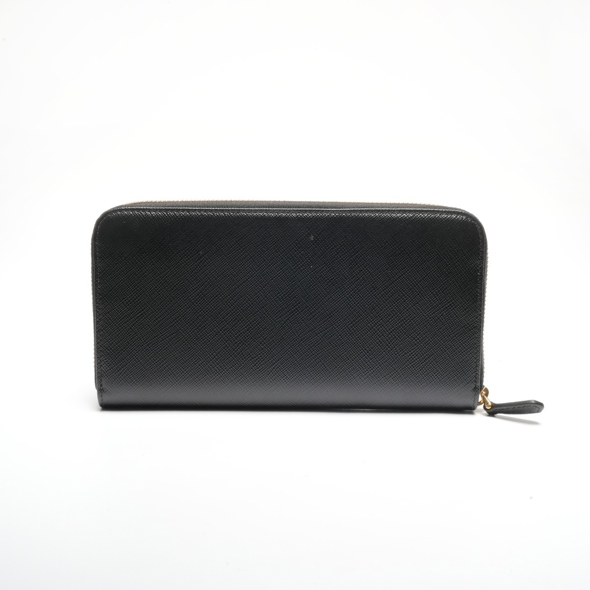 Authentic PRADA Leather logo round zip Purse blac… - image 3