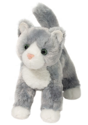 Scatter 4'' Gray Tabby Cat Soft Douglas Cuddle Plush Stuffed Animal white kitty