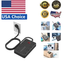 Flat Plug Power Strip & USB Charging Hub: 8 Outlets & 6 Ports for All Devices