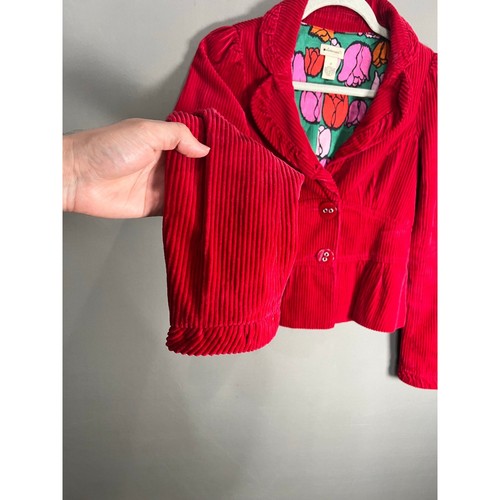 Anthropologie Elevenses Red Corduroy Jacket Size 2 Business Cocktail Preppy Work - Picture 9 of 13