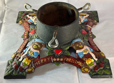 Vintage Frohe Weihnachten Bären schwerer Gusseisen Christbaumständer 31 cm x 31 cm