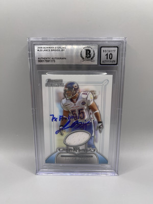 Lance Briggs Signed 2006 Bowman Sterling Game Worn Jersey Card BAS 10 Auto L3