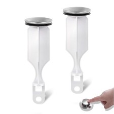 2-Pack Bathroom Sink Pop-Up Stoppers - with Brushed 1.38"W x 4.5"H, Sliver