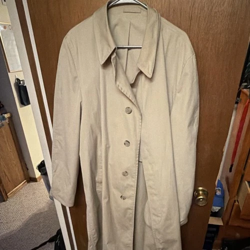 London Fog Maincoats Men's Beige Long Overcoat Button Front Size 46 image 3