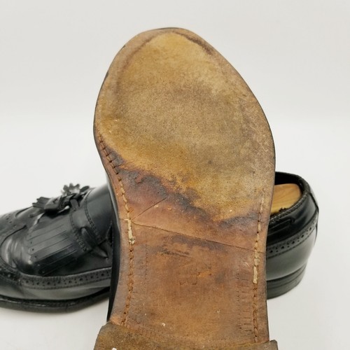 Vintage Hanover Shell Cordovan Mens 10.5 D Black Tassel Longtip Leather Loafer - Picture 18 of 21