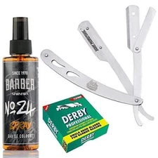 The Shave Factory Straight Edge Razor Kit (Steel Razor/Barber No24 50ml Cologne
