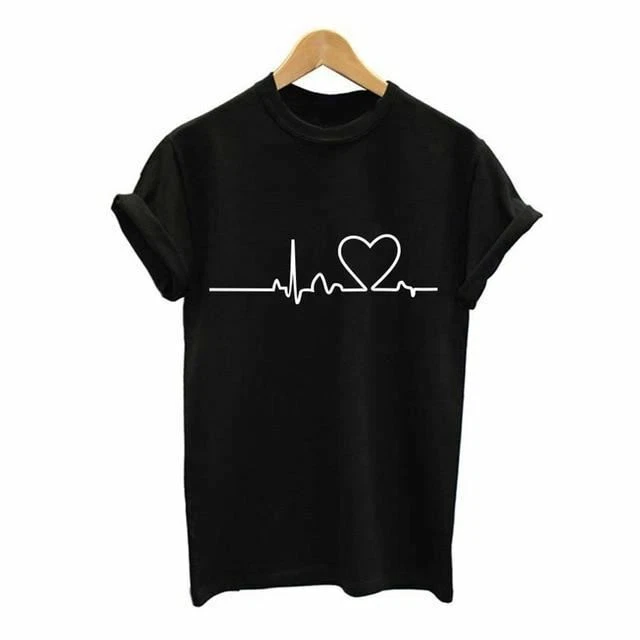 Women Casual Love Printed Tops Tee Summer Female T-shirt Short Sleeve Clothing# - Image 4 of 4