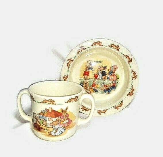 BUNNYKINS Royal Doulton Tableware Baby Set 1936 Bowl & Mug England eBay