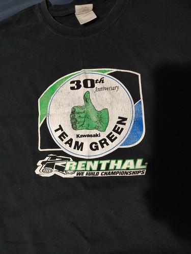 KAWASAKI RENTHAL Team Rider 30TH Anniversary Team Green Vintage T-Shirt XL - Picture 2 of 5