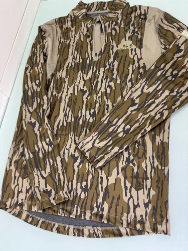EHG Engineered Hunting Gear Shirt Mens L Mossy Oak Bottom Land 1/4 Zip Hunting