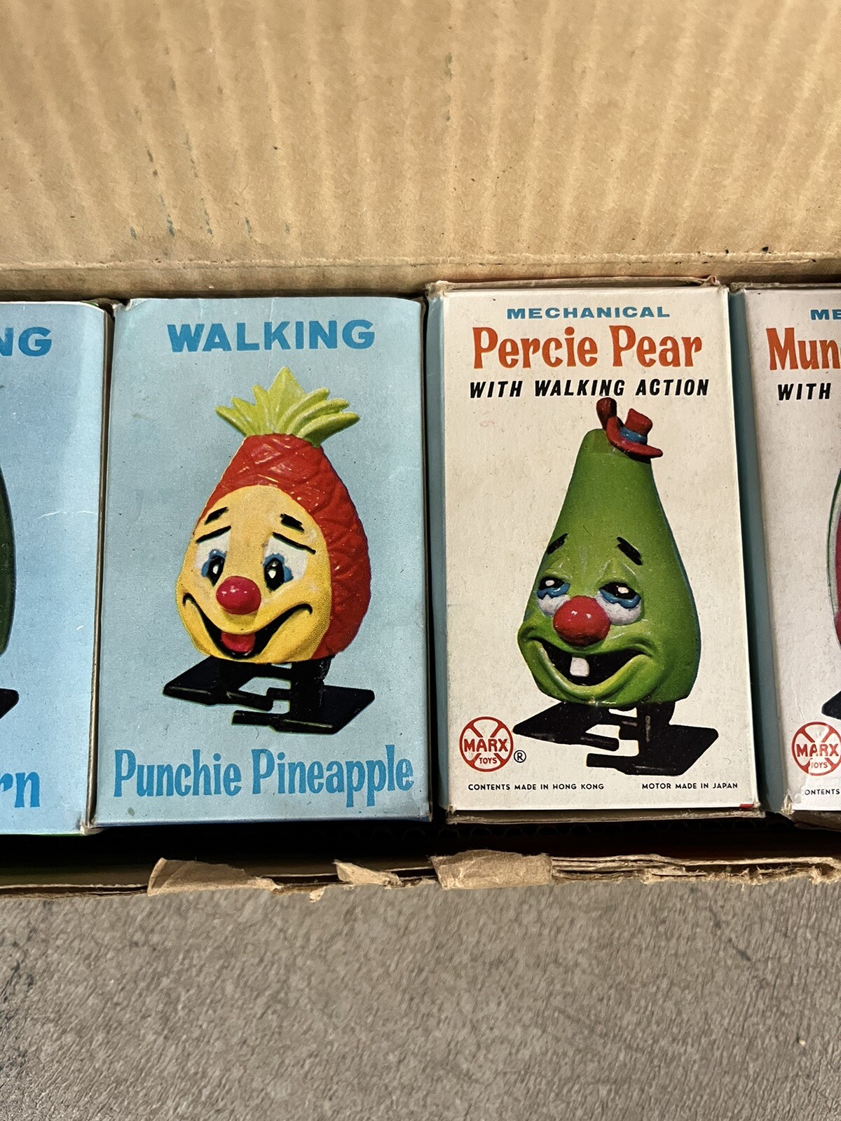 Lot Of 5 Vintage Marx Wind Up Toys 1960s Percie Pear Corkie Corn