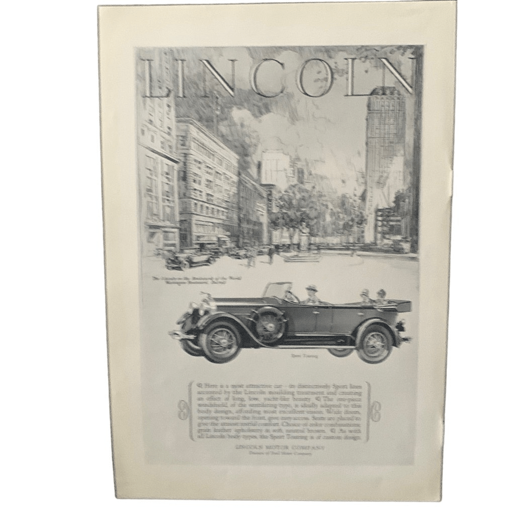 Vintage 1927 Lincoln Sport Touring Ad Advertisment