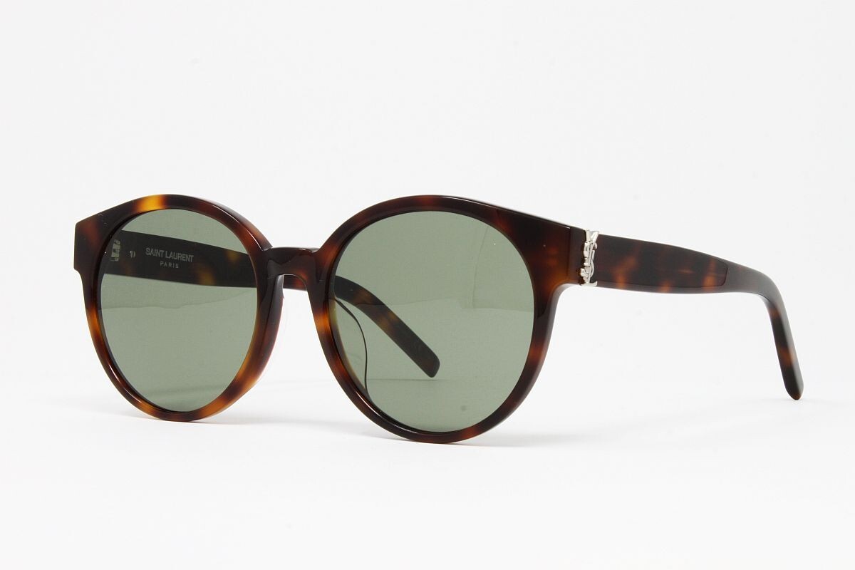 Occhiali da sole Saint Laurent donna rotondi SLM31F 005 Havana 55 mm lenti verdi NUOVI!